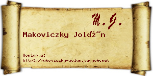 Makoviczky Jolán névjegykártya